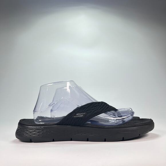 Skechers GO WALK Flex Splendour Black Flip Flop Sandals 141404 Women's Size 10 - Picture 1 of 9